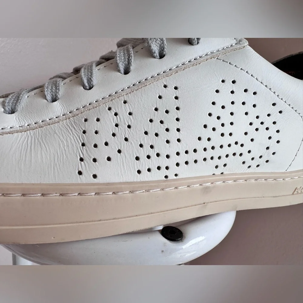 P448 John Silver White Sneakers with Pink Soles & Gray Laces - Size 37 - Picture 10 of 16